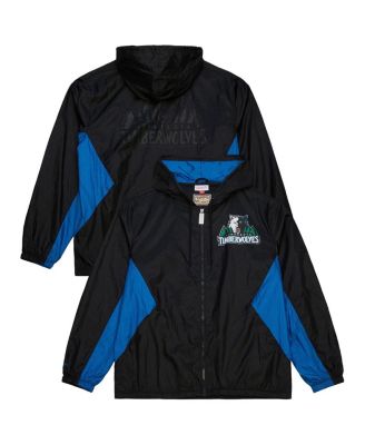 Mitchell & Ness - Men's Black Minnesota Timberwolves Playmaker Full-Zip Windbreaker Jacket