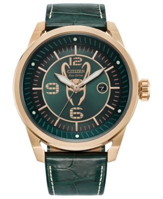 Citizen - Men's Marvel Loki Green Leather Strap Watch 45mm