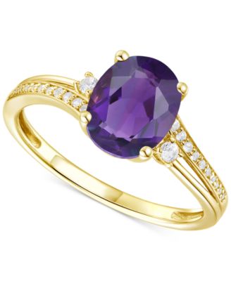Macy's - Amethyst (1-1/2 ct. t.w.) & Lab-Grown White Sapphire (1/8 ct. t.w.) Swirl Ring in 14k Gold-Plated Sterling Silver (Also in Additional Gemstones)