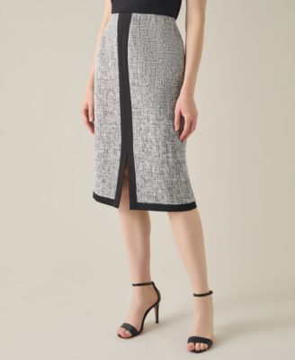Kasper - Petite Tweed Split-Seam Skirt