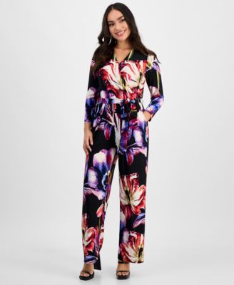 I.N.C. International Concepts - Petite Printed Surplice-Neck Jumpsuit