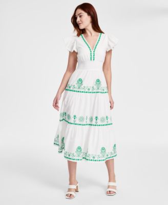 Adrianna - Women's Cotton Embroidered Midi Dress