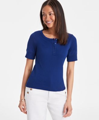 On 34th - Women's Ribbed Henley Short-Sleeve Tee