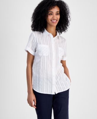 Tommy Hilfiger - Women's Striped Cotton Camp Shirt