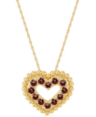 Macy's - Amethyst (3/4 ct. t.w.) Heart Pendant Necklace in 14k Gold Over Sterling Silver, 16" + 2" extender