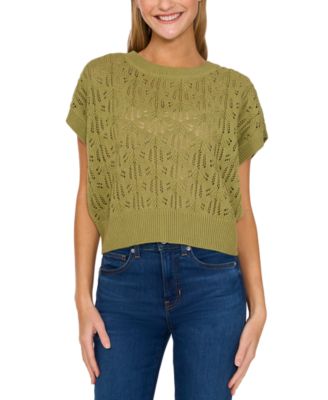 CeCe - Women's Pointelle-Knit Extended-Sleeve Sweater