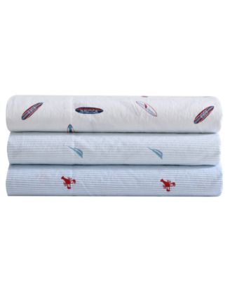 Nautica - Printed Washed Percale 3 Piece Sheet Set, Twin