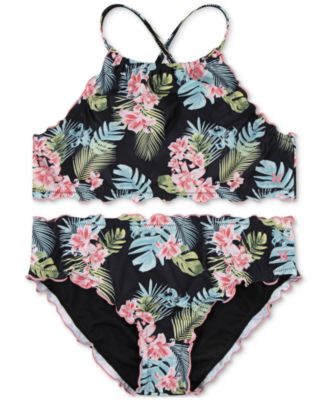 Hurley - Big Girls Halter Floral-Print Two-Piece Swimsuit