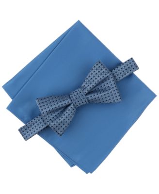 Alfani - Men's Geo-Pattern Bow Tie & Solid Pocket Square Set