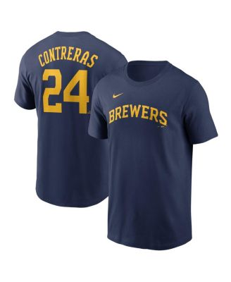 Nike - Men's William Contreras Navy Milwaukee Brewers Fuse Name Number T-Shirt