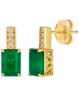 Le Vian - Costa Smeralda Emerald (1-3/8 ct. t.w.) & Nude Diamond (1/20 ct. t.w.) Drop Earrings in 14k Yellow Gold