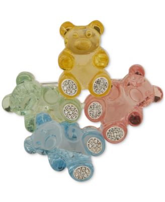Anne Klein - Silver-Tone Pav&eacute; Multicolor Candy Cluster Pin