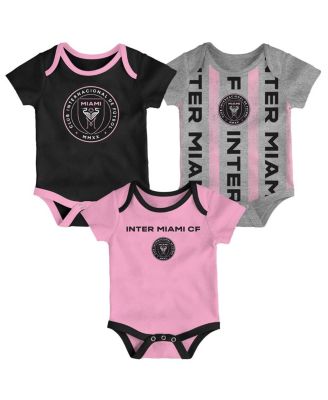 Outerstuff - Newborn Black/Heather Gray/Pink Inter Miami CF Loyal Buddies 3-Pack Bodysuit Set