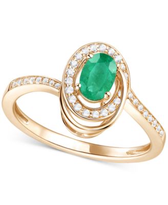 Macy's - Emerald (3/8 ct. t.w.) & Diamond (1/6 ct. t.w.) Oval Swirl Ring in 14k Gold (Also in Ruby & Sapphire)
