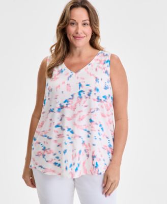 Style & Co - Plus Size V-Neck Stripe Perfect Tank Top