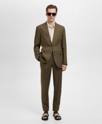 MANGO - Men's 100% Linen Slim Fit Suit Pants