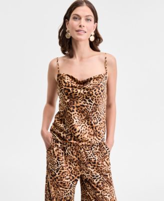 I.N.C. International Concepts - Women's Animal-Print Cowlneck Camisole Top