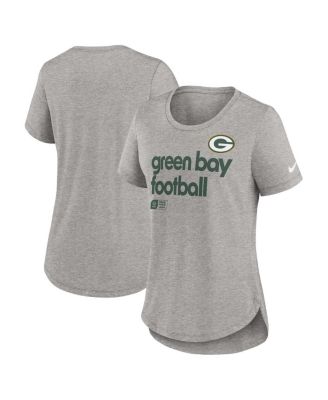 Nike - Women's Heather Gray Green Bay Packers Team Shout-Out Tri-Blend T-Shirt