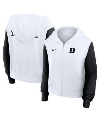 Nike - Women's White Duke Blue Devils Cropped Beyond Capability Color-Block Script Full-Zip Hoodie