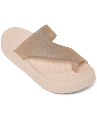 Crocs - Women's Getaway Platform Glitter Toe Loop Casual Sandals from Finish Line