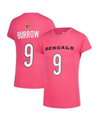 Nike - Big Girls Joe Burrow Pink Cincinnati Bengals Player Name Number T-Shirt