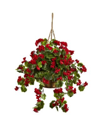 Nearly Natural - Geranium UV-Resistant Indoor/Outdoor Hanging Basket