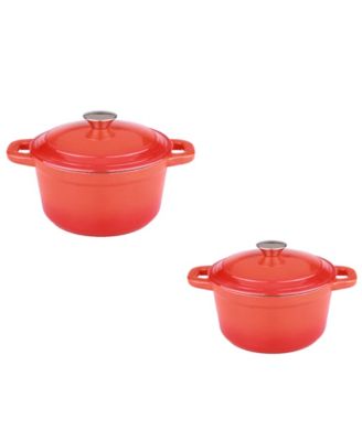 BergHOFF - Neo 4Pc Cast Iron Set: 3qt Covered Dutch Oven  & 7qt Covered Stockpot, Orange