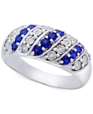 Macy's - Emerald (3/8 ct. t.w.) & Diamond (1/20 ct. t.w.) Statement Ring in Sterling Silver (Also in Ruby & Sapphire)