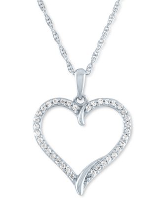 Macy's - Diamond Heart 18" Pendant Necklace (1/8 ct. t.w.)