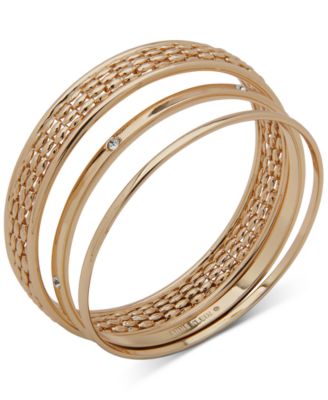 Anne Klein - Gold-Tone 3-Pc. Set Crystal Embellished Bangle Bracelets