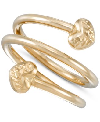 Macy's - Textured Heart Polished Spiral Bypass Ring in 10k Gold