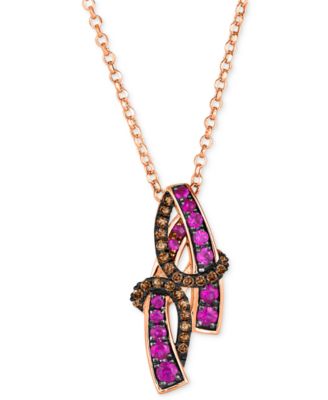 Le Vian - Bubble Gum Pink Sapphire (3/8 ct. t.w.) & Chocolate Diamond (1/5 ct. t.w.) Swirl 18" Pendant Necklace in 14k Rose Gold