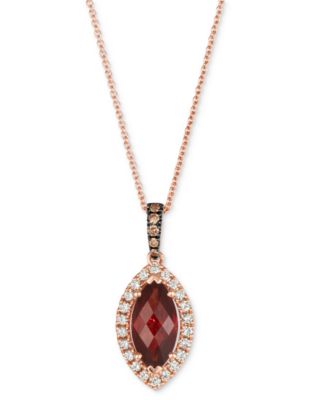 Le Vian - Pomegranate Garnet (2-1/4 ct. t.w.) & Diamond (1/3 ct. t.w.) Marquis Halo Adjustable 20" Pendant Necklace in 14k Rose Gold
