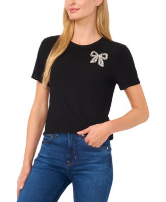 CeCe - Women's Embellished Bow Tee