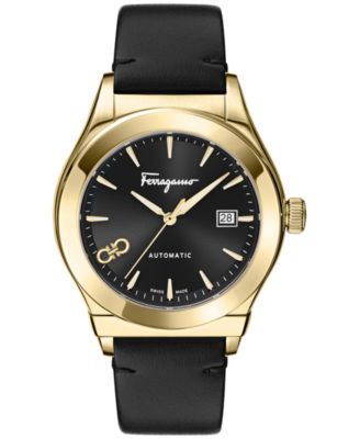 Ferragamo - Men's Swiss Automatic 1927 Black Leather Strap Watch 42mm