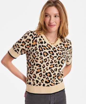 On 34th - Women's Jacquard Puffed-Sleeve Sweater
