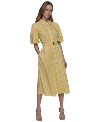 KARL LAGERFELD PARIS - Women's Collared Button-Front Belted Dress