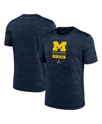 Jordan - Men's Navy Michigan Wolverines Campus Center Block Velocity Performance T-shirt
