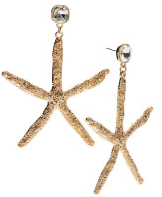 I.N.C. International Concepts - Gold-Tone Crystal & Starfish Statement Earrings