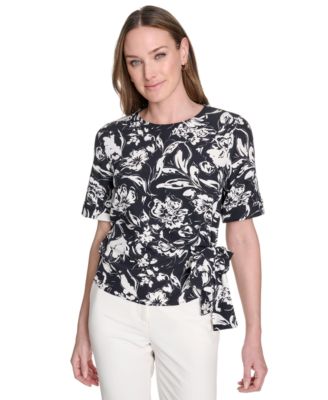 Tommy Hilfiger - Women's Floral Tie-Waist Short-Sleeve Top