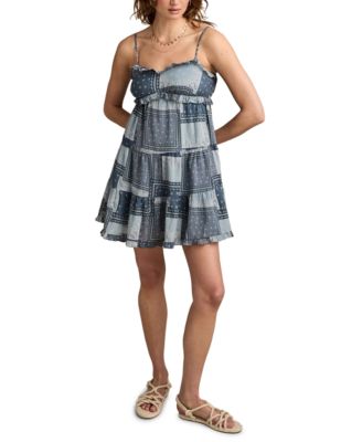 Lucky Brand - Women's Patchwork Ruffled Tiered Mini Dress