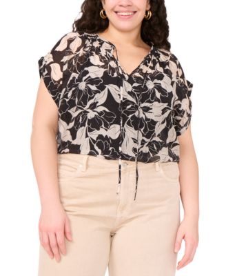 Vince Camuto - Plus Size Printed Peasant Blouse