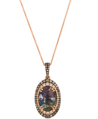 Le Vian - Aquadite (4 ct. t.w.) Nude Diamond (1/3 ct. t.w.) & Chocolate Diamond (3/8 ct. t.w.) Pendant Necklace Set in 14k Rose Gold, 20"