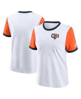 Nike - Women's White Chicago Bears Rewind Ringer Tri-Blend T-Shirt