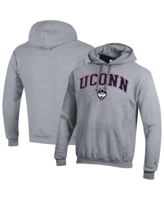 Champion - Men's Heather Gray UConn Huskies Arched Logo Fleece Pullover Hoodie