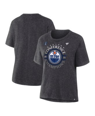Fanatics - Women's Heather Charcoal Edmonton Oilers 2025 NHL Western Conferenece Champions Locker Room T-Shirt