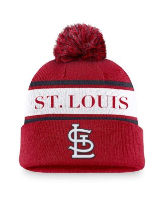 Nike - Men's Red St. Louis Cardinals Team Stripe Peak Cuffed Knit with Pom Hat