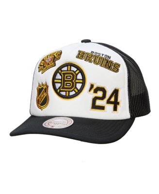 Mitchell & Ness - Men's White/Black Boston Bruins Gridlock Trucker Adjustable Hat