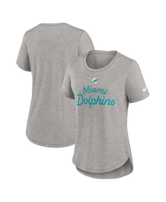 Nike - Women's Gray Miami Dolphins Script Tri-Blend T-Shirt