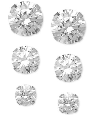 Macy's - Swarovski Zirconia Round Stud Earrings Set in 14k White Gold (3/8-1-3/4 ct. t.w.)